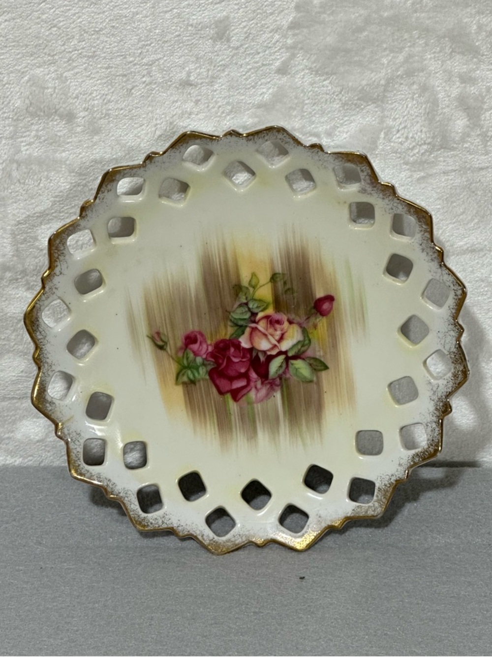 Ucagco Japan Floral Rose Candy Dish Flawed